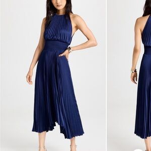 A.L.C. Renzo Navy Blue Pleated Dress